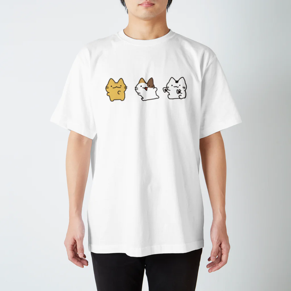 cat'scafeねこじゃらしのさんびきのねこ スタンダードTシャツ