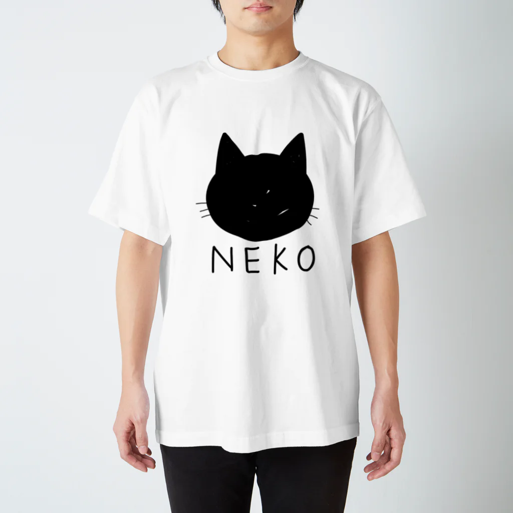 もこもこのNEKO　黒 スタンダードTシャツ