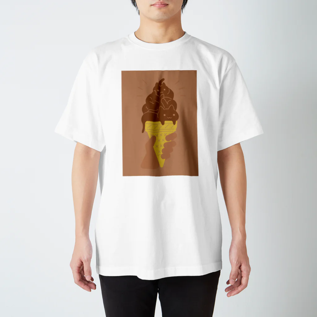 AI作家さむねこの作品集のIce Cat Chocolate Regular Fit T-Shirt