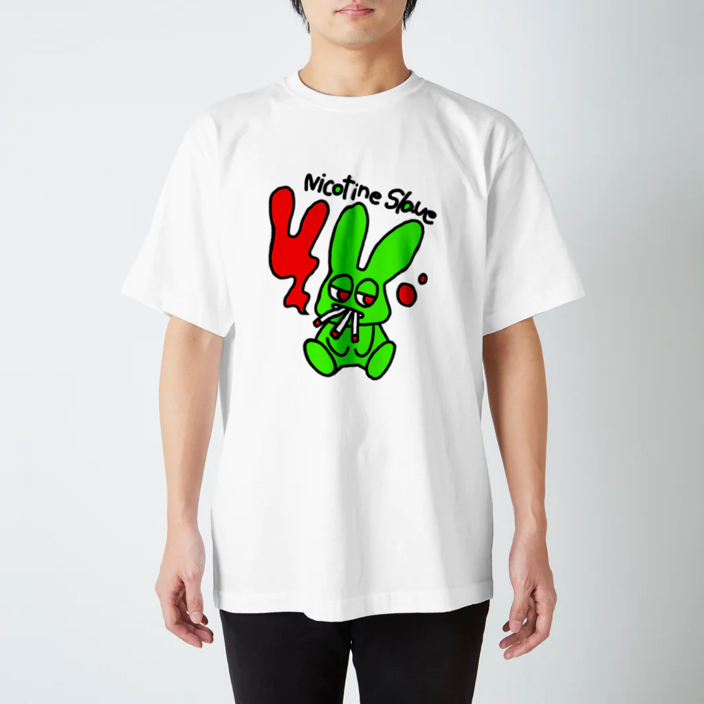 Crazy Rabbit Shop IkedaのニコチンさえあればいいウサギT スタンダードTシャツ