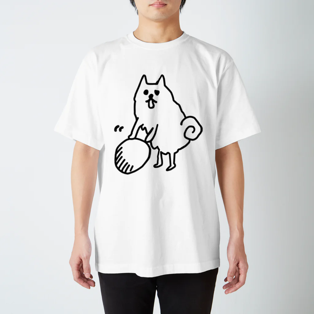 日本スピッツのコロのコロコロデカめ（哀愁の背中付き） スタンダードTシャツ