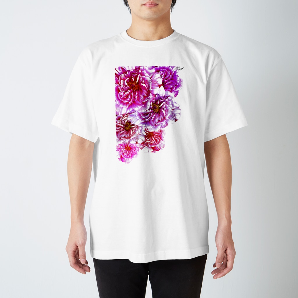 白石拓也のボールペン画「牡丹」 Regular Fit T-Shirt