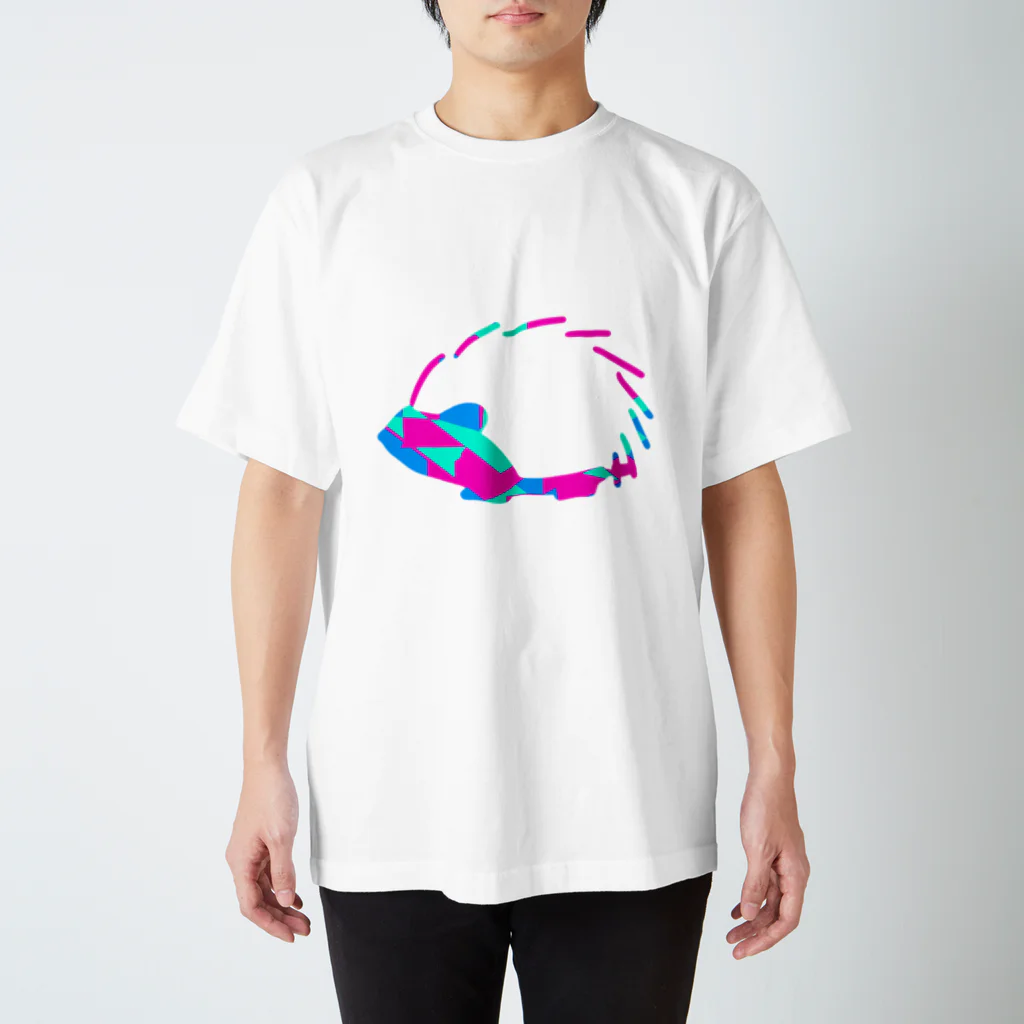 shi-chi Labo graph(詩一）のガラスチェックハリネズミ Regular Fit T-Shirt