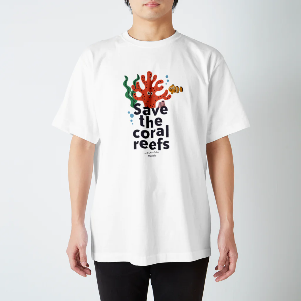 Astrio SUZURI店のSAVE the Coral Reefsサンゴを守ろう Regular Fit T-Shirt