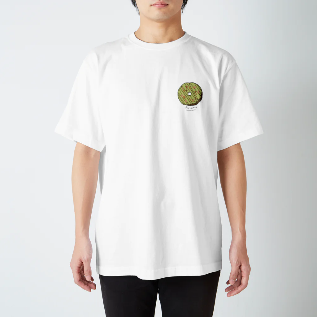 ミサキドーナツ 公式 SUZURI店のピスタチオ(黒文字) Regular Fit T-Shirt