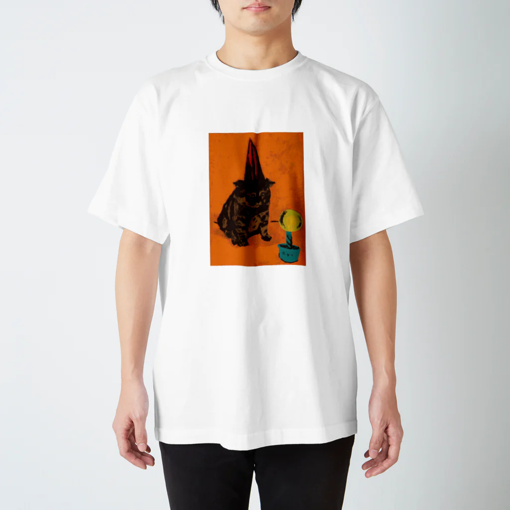 gueccaのShonbori Birthday Cat スタンダードTシャツ