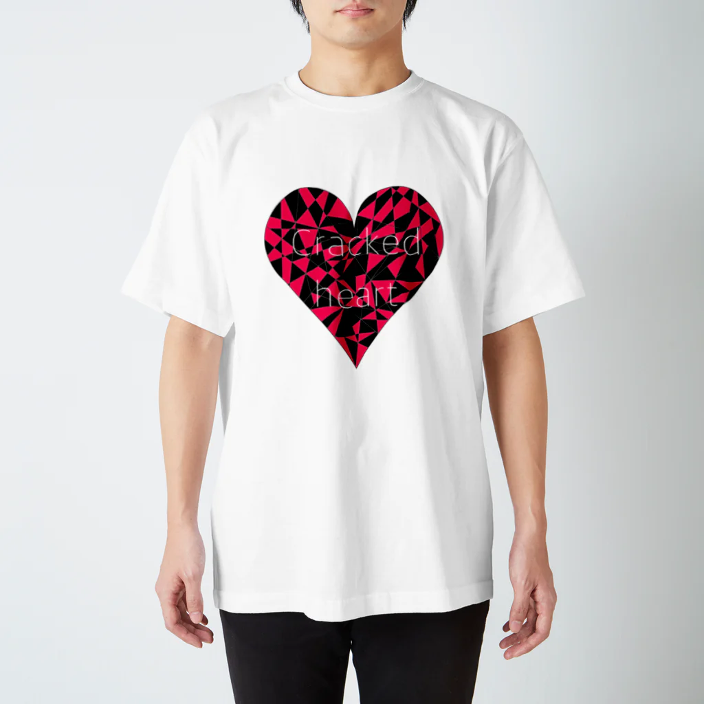 夢見ゆらの架空屋さんのCracked heart/PINK Regular Fit T-Shirt