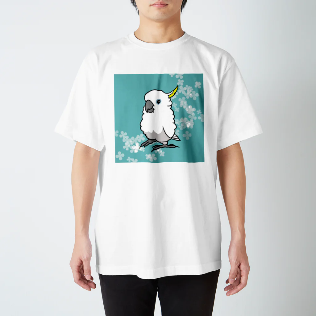 white-cockatooの花とキバタン Regular Fit T-Shirt