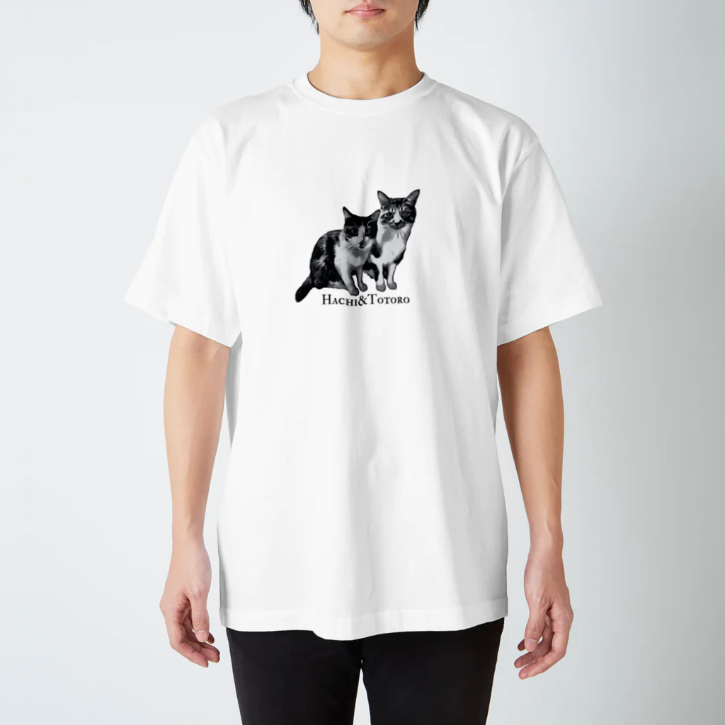 みならい屋の猫&猫（Hachi&Totoro） スタンダードTシャツ