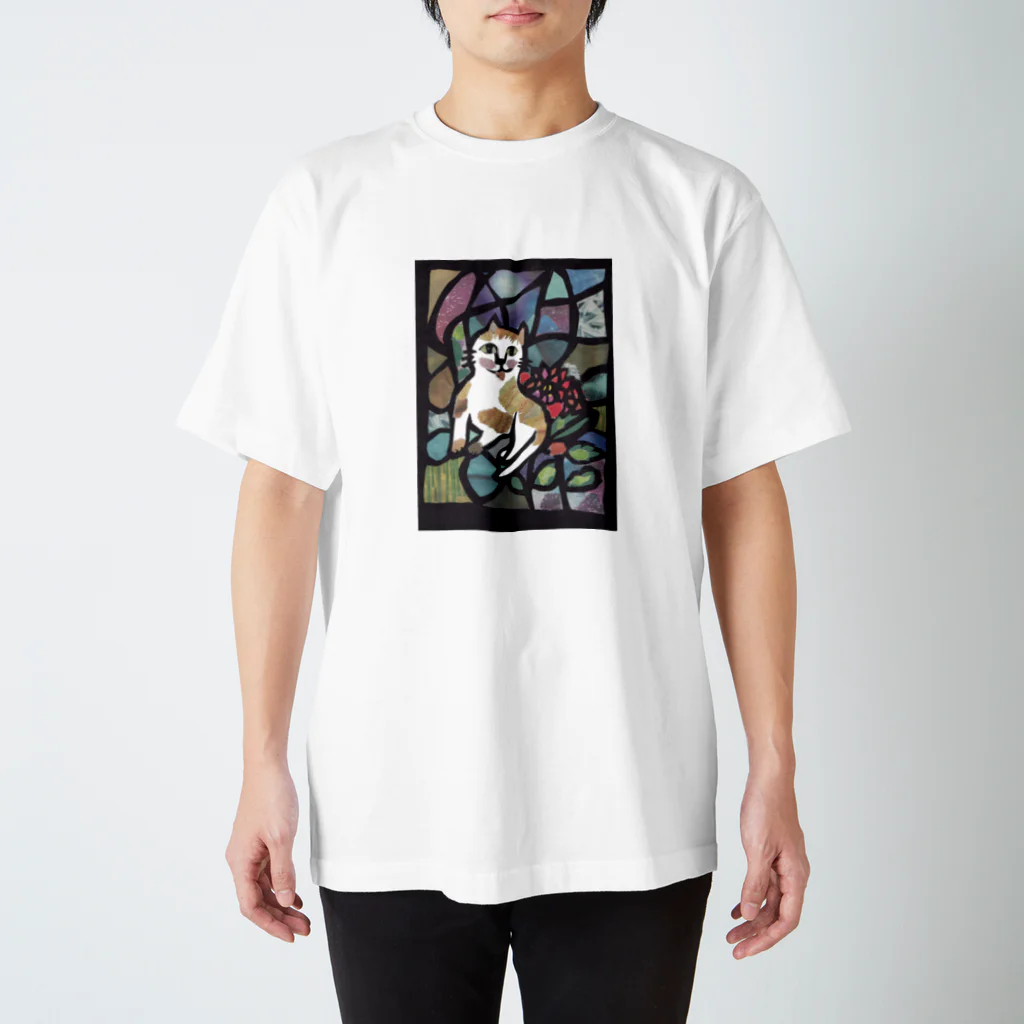 星めぐりマキのダリアの花と猫と小宇宙 Regular Fit T-Shirt