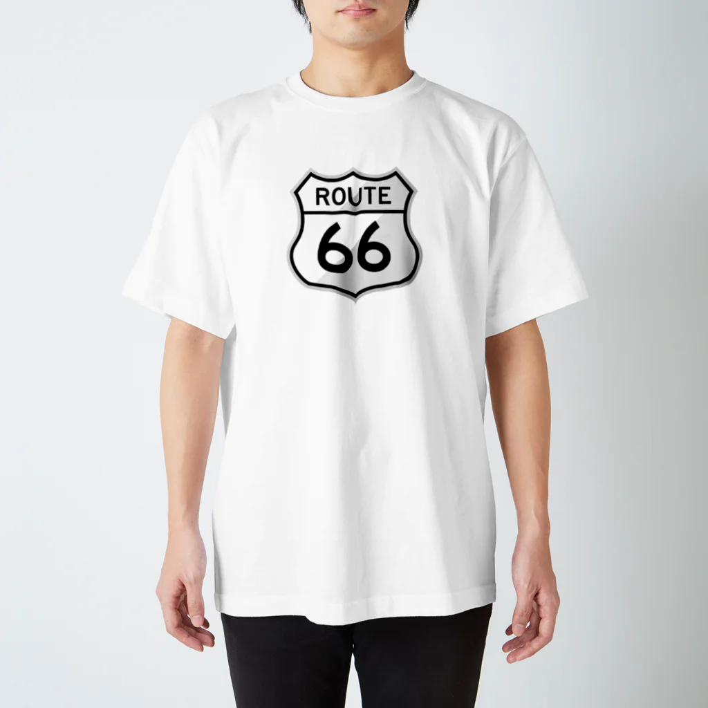 アロハスタイルハワイのU.S. Route 66  ルート66　ブラック Regular Fit T-Shirt