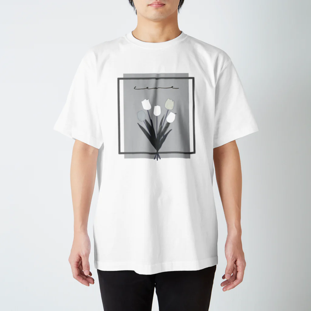 rilybiiのgrayish color × white × charcoal ×  tulip bouquet スタンダードTシャツ