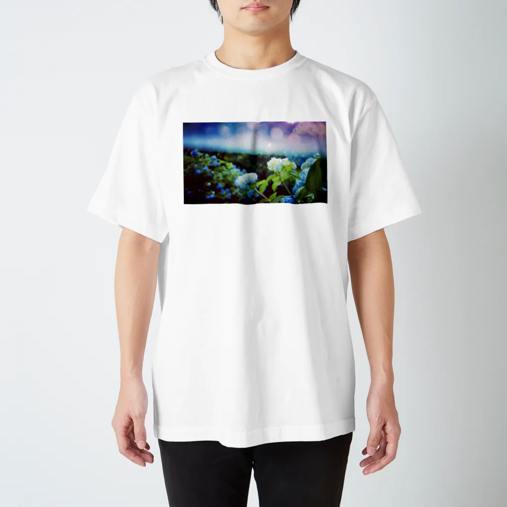 70🌷の紫陽花と傘 スタンダードTシャツ