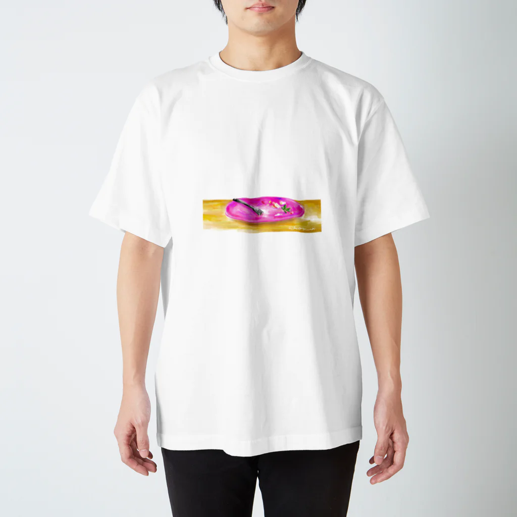 ムロイリコのチャリのケーキ完食の皿(白地Tシャツ用) Regular Fit T-Shirt