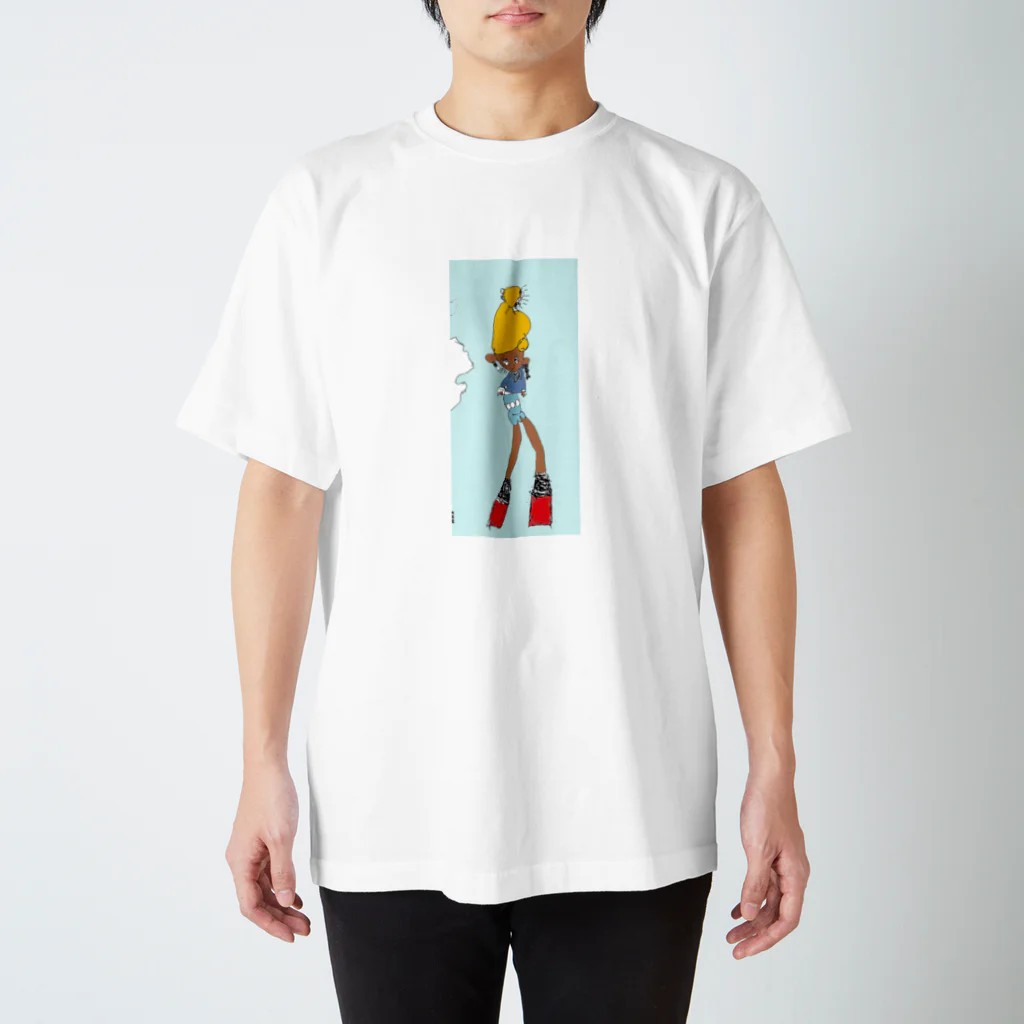 NEVERLAND-WORLDのおしゃれガールが青い服着てる Regular Fit T-Shirt