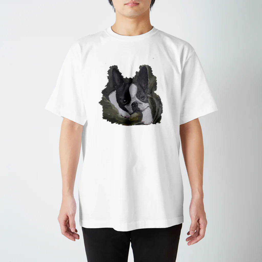 あんこ堂のボストンテリア　油絵　犬　ボステリ Regular Fit T-Shirt