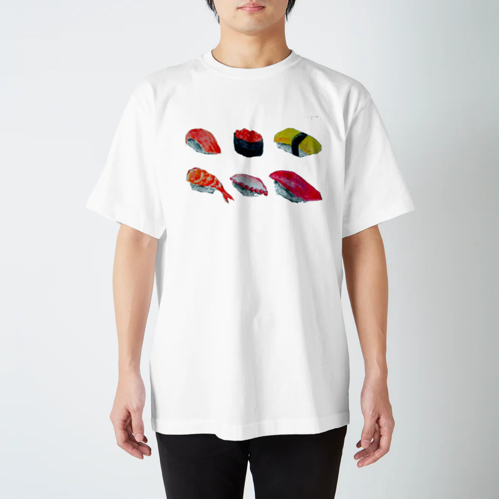 ぴーひゃら食べもの水彩画のお寿司水彩画♪ スタンダードTシャツ