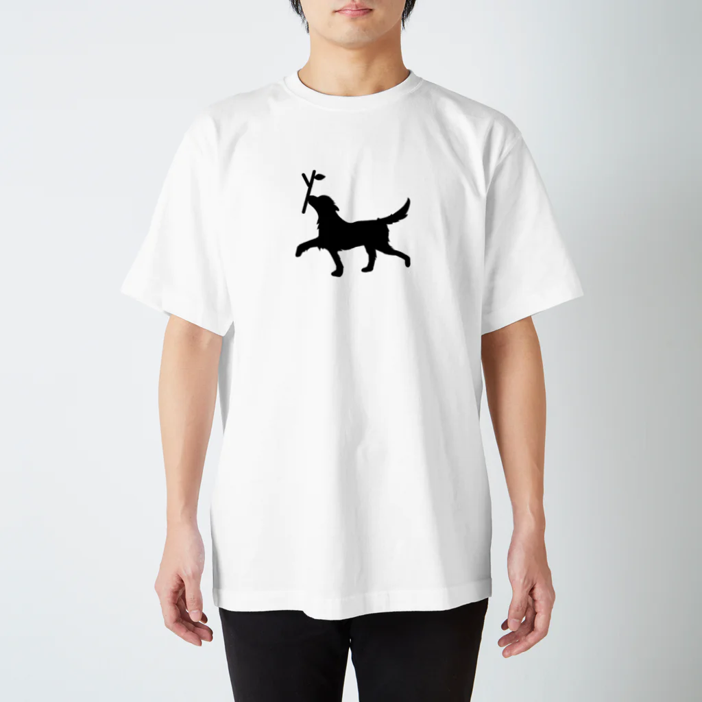 J工房-suzuri店の陽気なレトリーバー[黒字](バックプリント有) Regular Fit T-Shirt