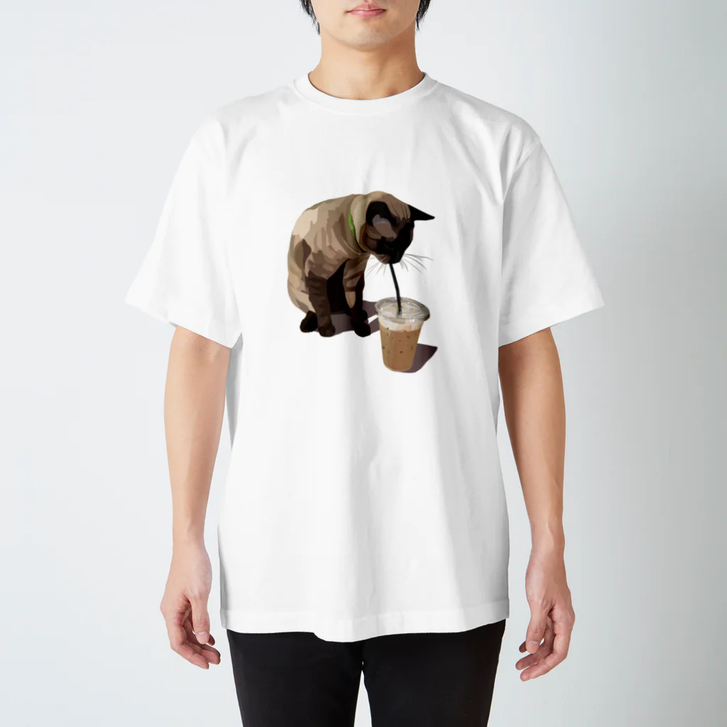 UETANBOのシャム猫のカフェタイム Regular Fit T-Shirt
