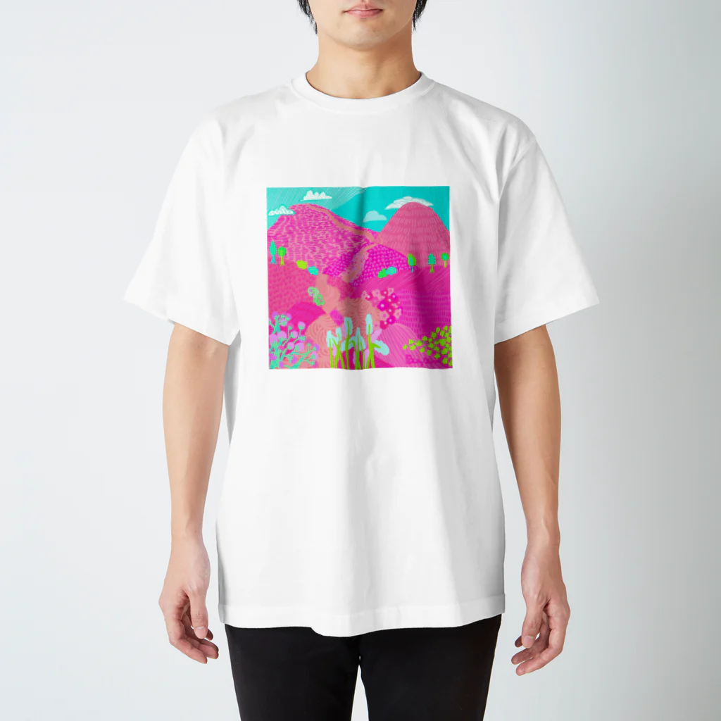 CHURY ELIOT🍟のPink Mountains Regular Fit T-Shirt