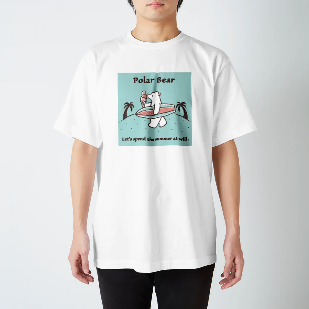 アトリエ・シュコットのシロクマinサマービーチ（2トーンレトロ） スタンダードTシャツ