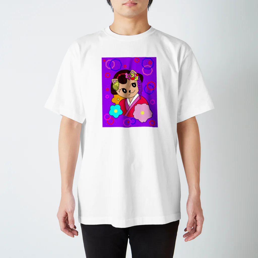 greetenの猫 舞妓さん 和柄 スタンダードTシャツ