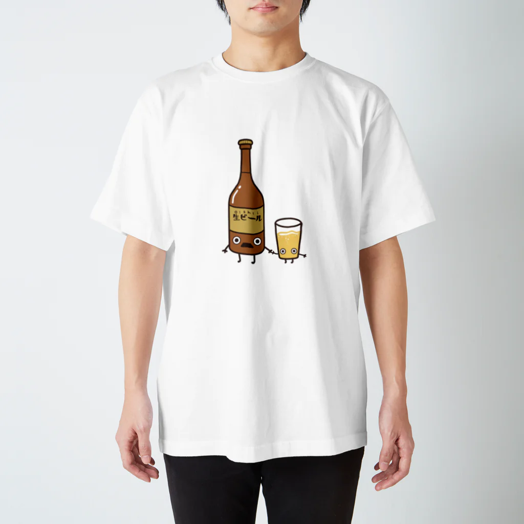 worldsabiの瓶ビールさんとグラスくんTシャツ スタンダードTシャツ