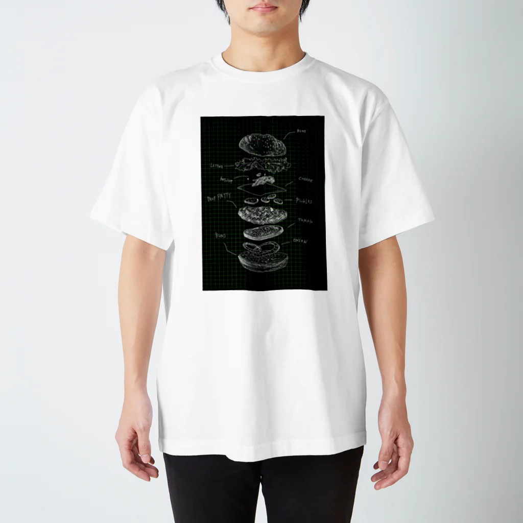 昆布しょうゆのBlueprint For The Hamburger BLACK スタンダードTシャツ