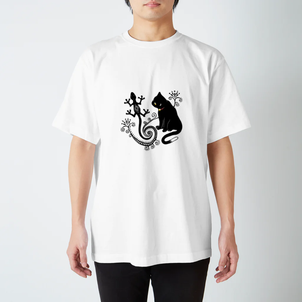 柚子の猫とトカゲ(メヘンディ) Regular Fit T-Shirt