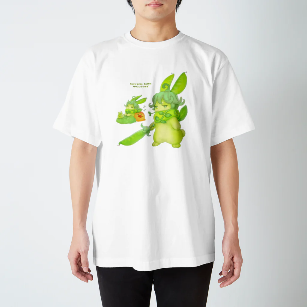 おやさい妖精さんの お店🌱のサヤエンドウサギ スタンダードTシャツ