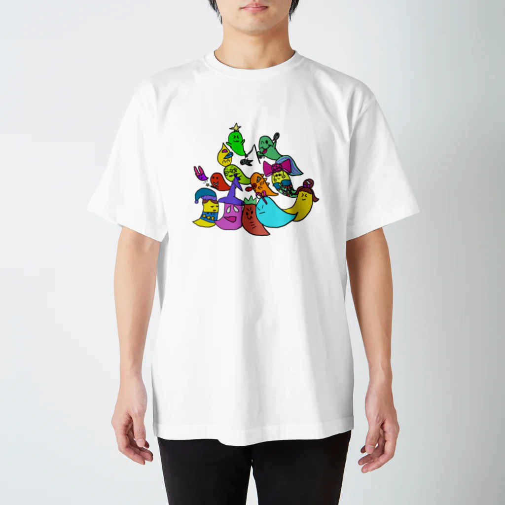 りりなのくりえいてぃぶふぁくとりーのおばっけみんなではいチーズ スタンダードTシャツ