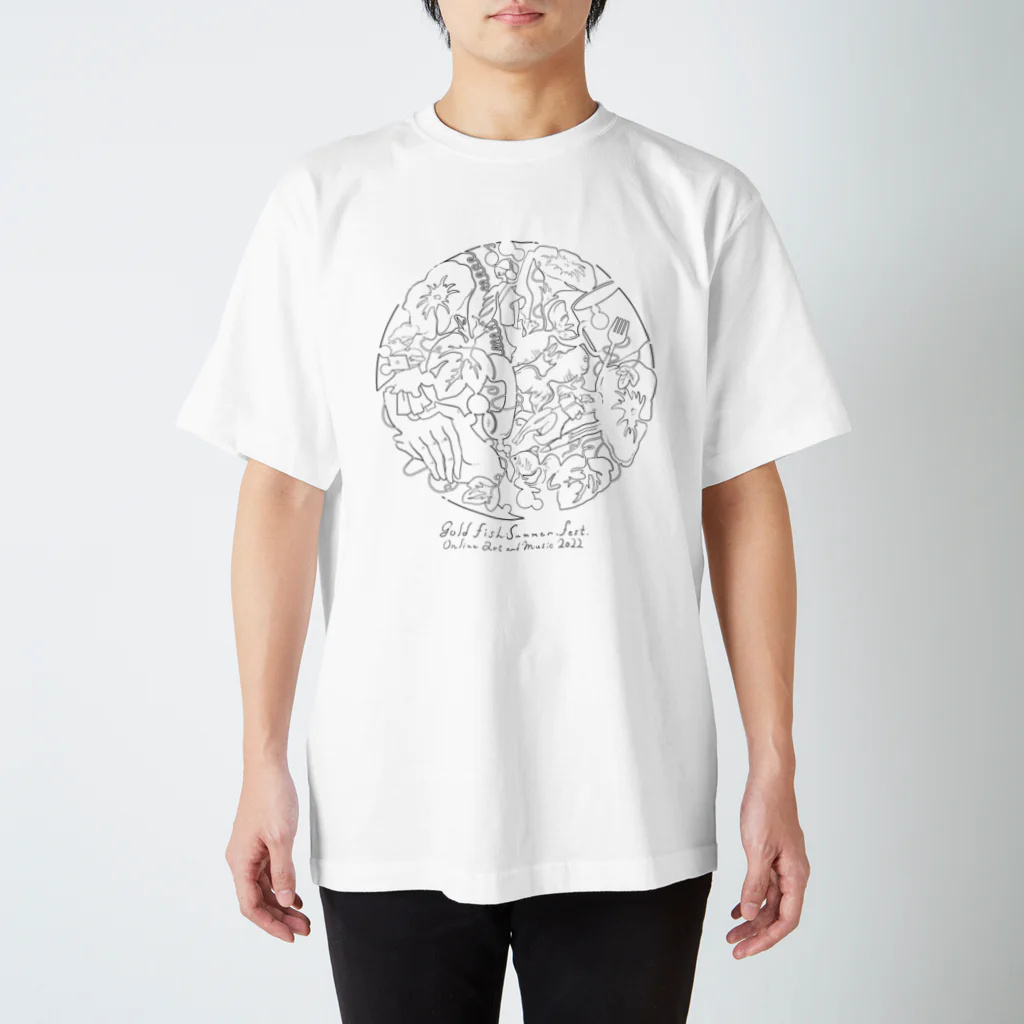 金魚たちの夏祭り👘🎋🎇の金魚たちの夏祭り 2022モノクロモデル Regular Fit T-Shirt