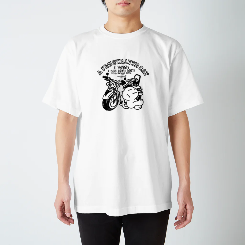 コーヒーロールのA FRUSTRATED CAT-01/バイクに乗りたかった猫 Regular Fit T-Shirt