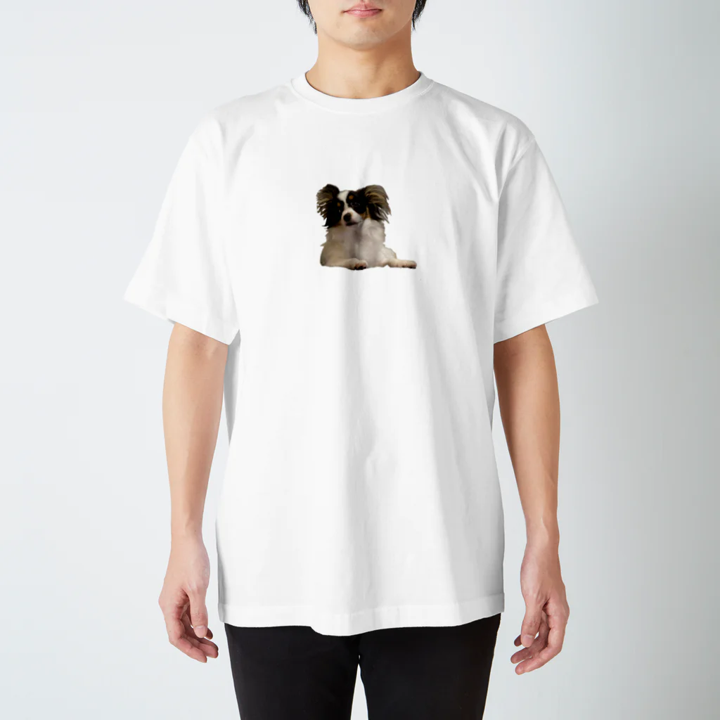 むちとこく　パピヨン　犬の作画崩壊犬Tシャツ スタンダードTシャツ