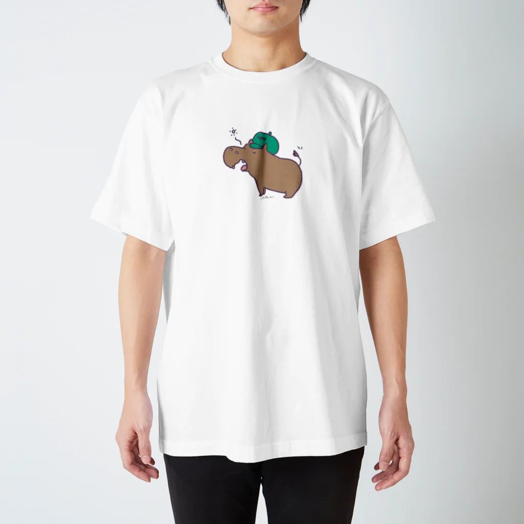 🥖こげぱん🐾のこげぱんカバ　寝起き Regular Fit T-Shirt