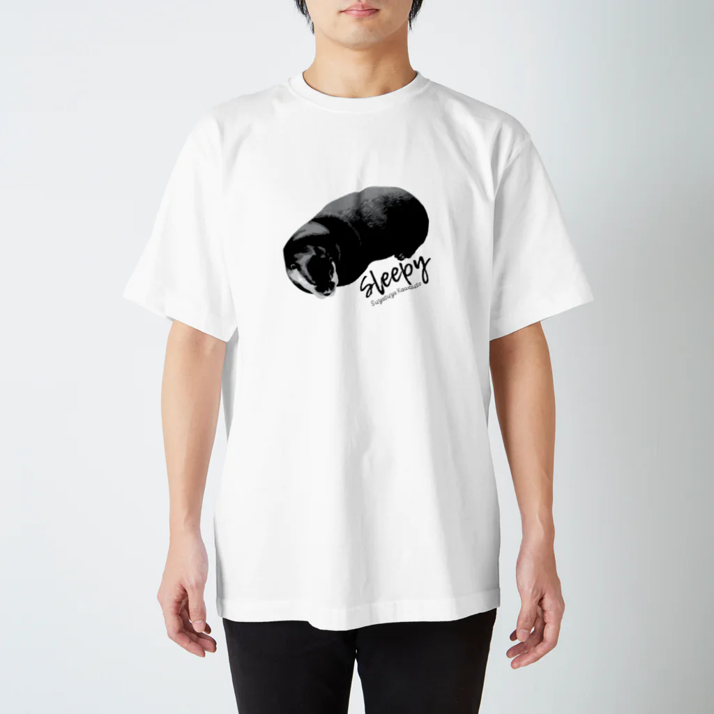 カワウソとフルーツのすやすやカワウソ（黒文字） スタンダードTシャツ