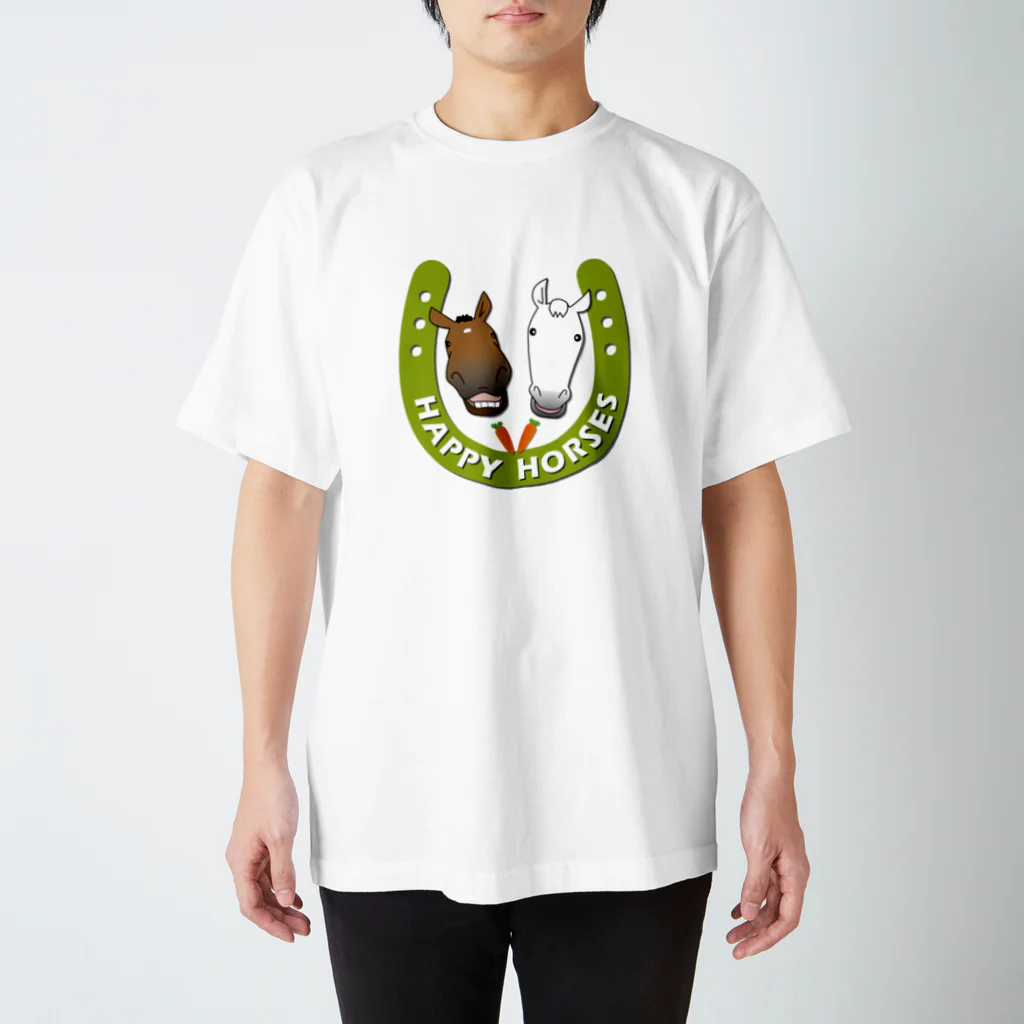 SHOP HAPPY HORSES（馬グッズ）のハッピーホース（蹄鉄カラフル） Regular Fit T-Shirt