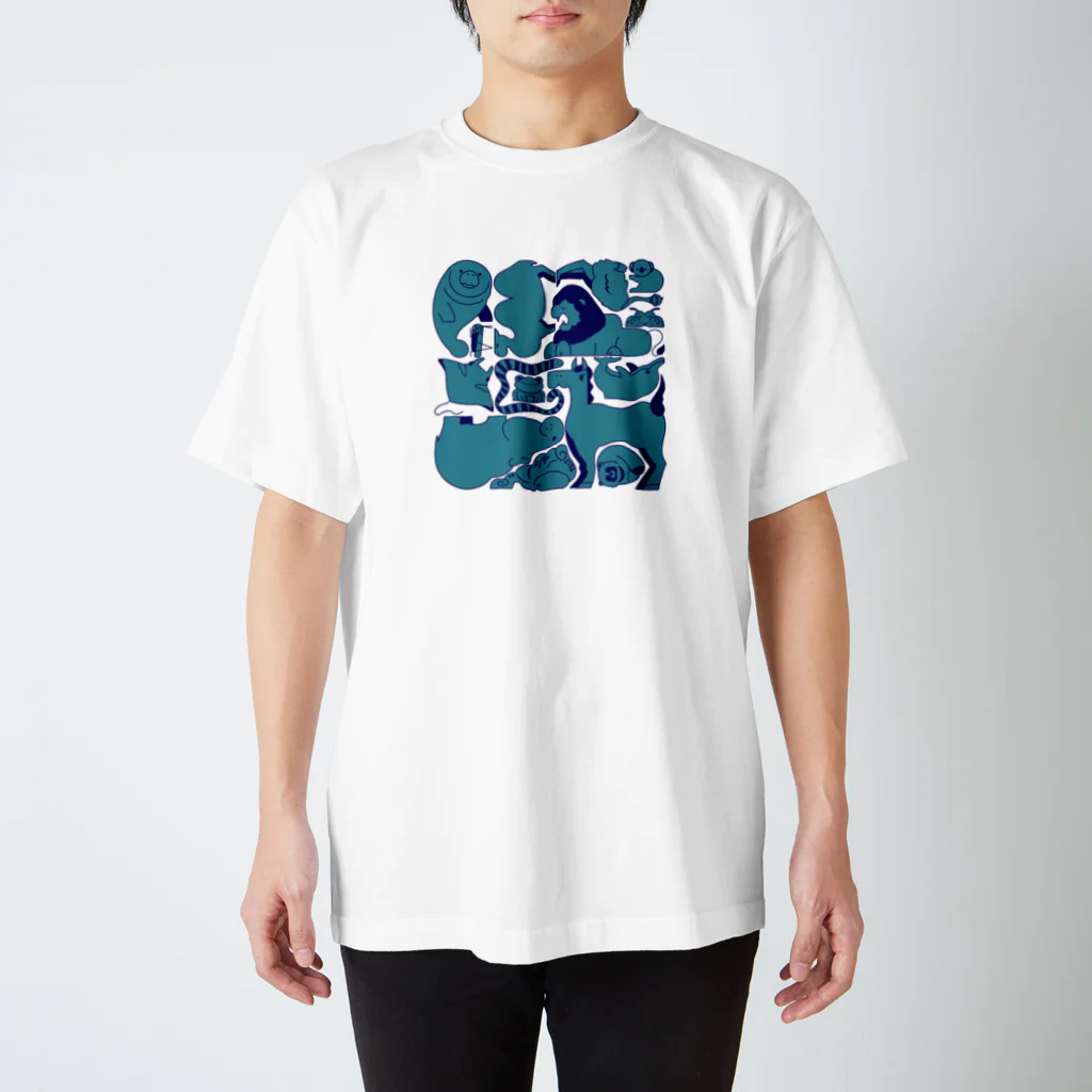 8m【アトリエvesii】の生きものしりとり　ブルー Regular Fit T-Shirt