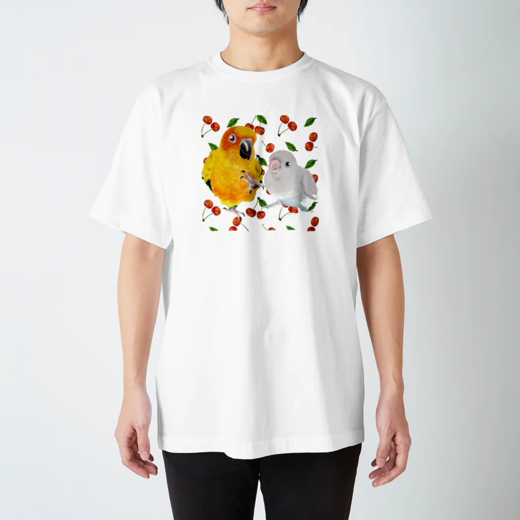 mariechan_koboの006 コガネメキシコインコとボタンインコ Regular Fit T-Shirt