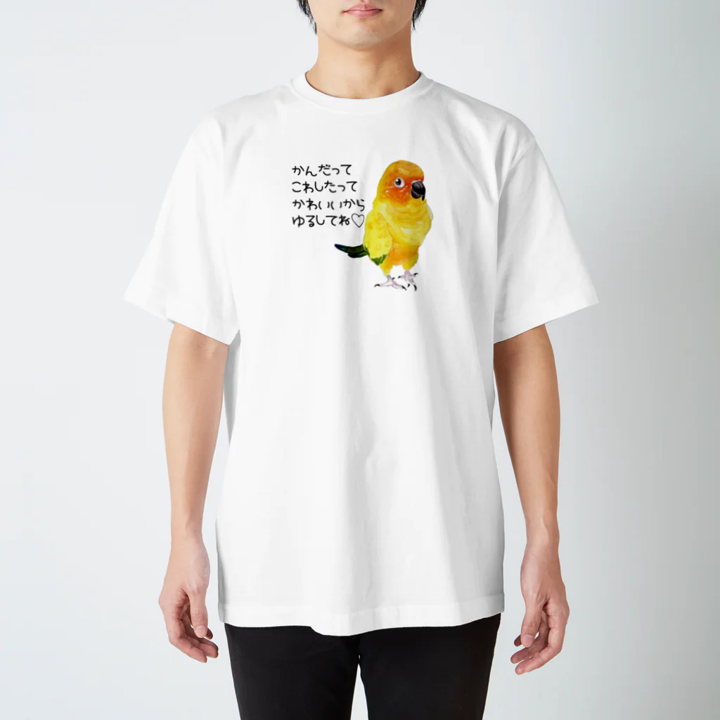 mariechan_koboの007 コガネメキシコインコかわいいからゆるしてね Regular Fit T-Shirt