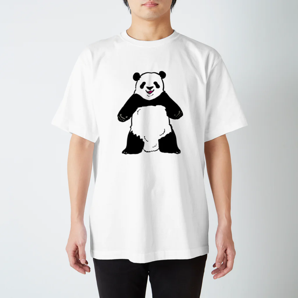 Ｗanyama Zoo〜パンダ多め〜のしがみつくパンダと立ちパンダ Regular Fit T-Shirt