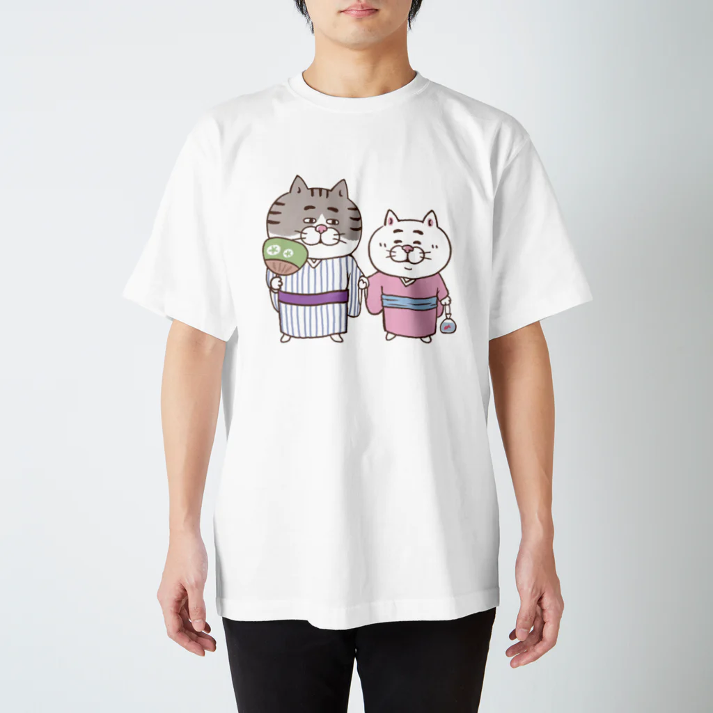 目つきの悪い猫＠いけやけいの浴衣にゃんこ スタンダードTシャツ