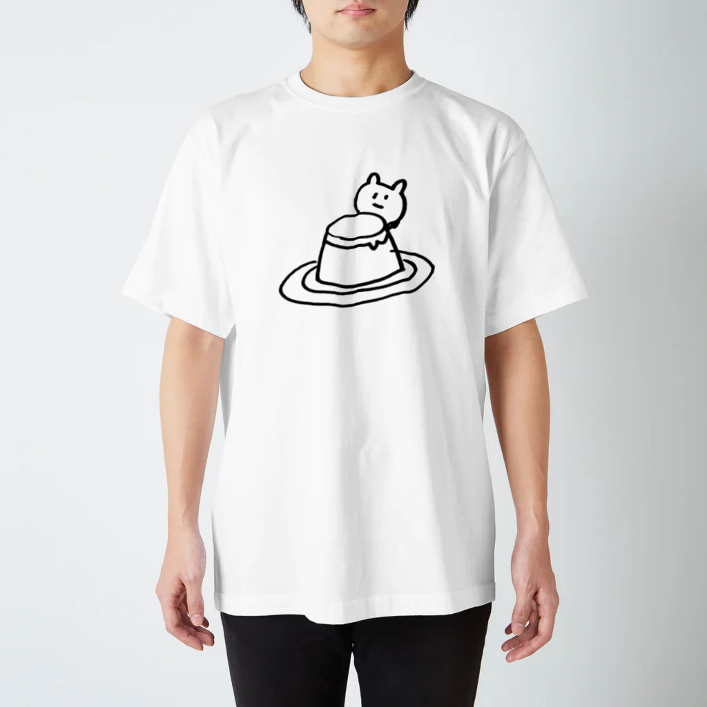 CONTE. suzuri店のT09-Cat & Pudding-BL Regular Fit T-Shirt