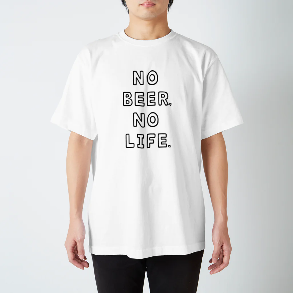AliviostaのNO BEER, NO LIFE. ビール 酒ロゴ スタンダードTシャツ