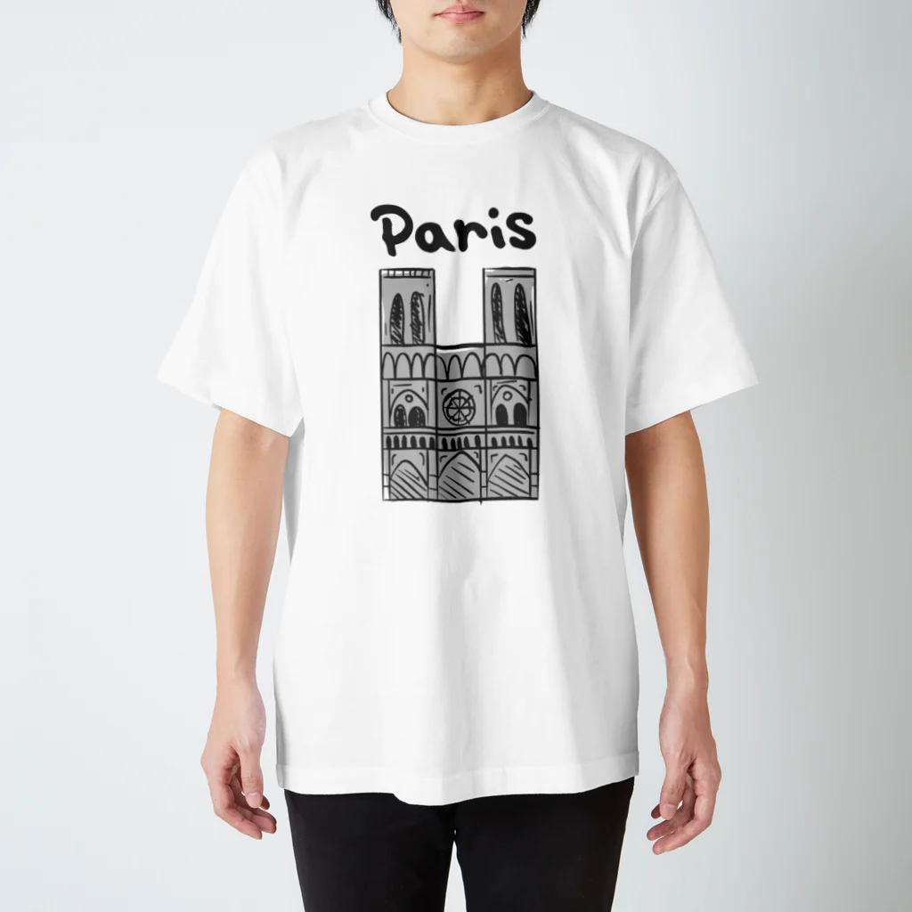 ぽっぷんすたんぷ -POP’N STAMP-のParis ノートルダム大聖堂 Regular Fit T-Shirt