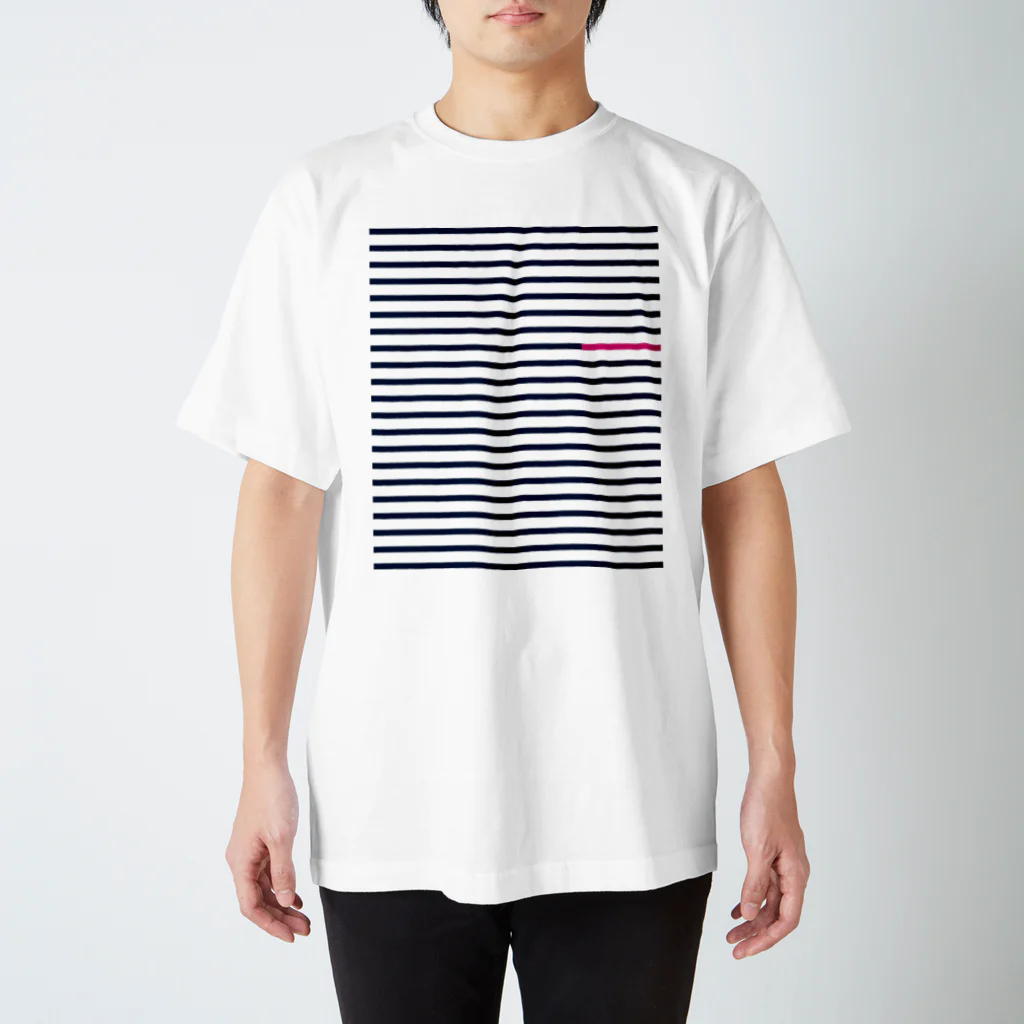 DESIGN STUDIO NUMBERのピンクボーダー スタンダードTシャツ