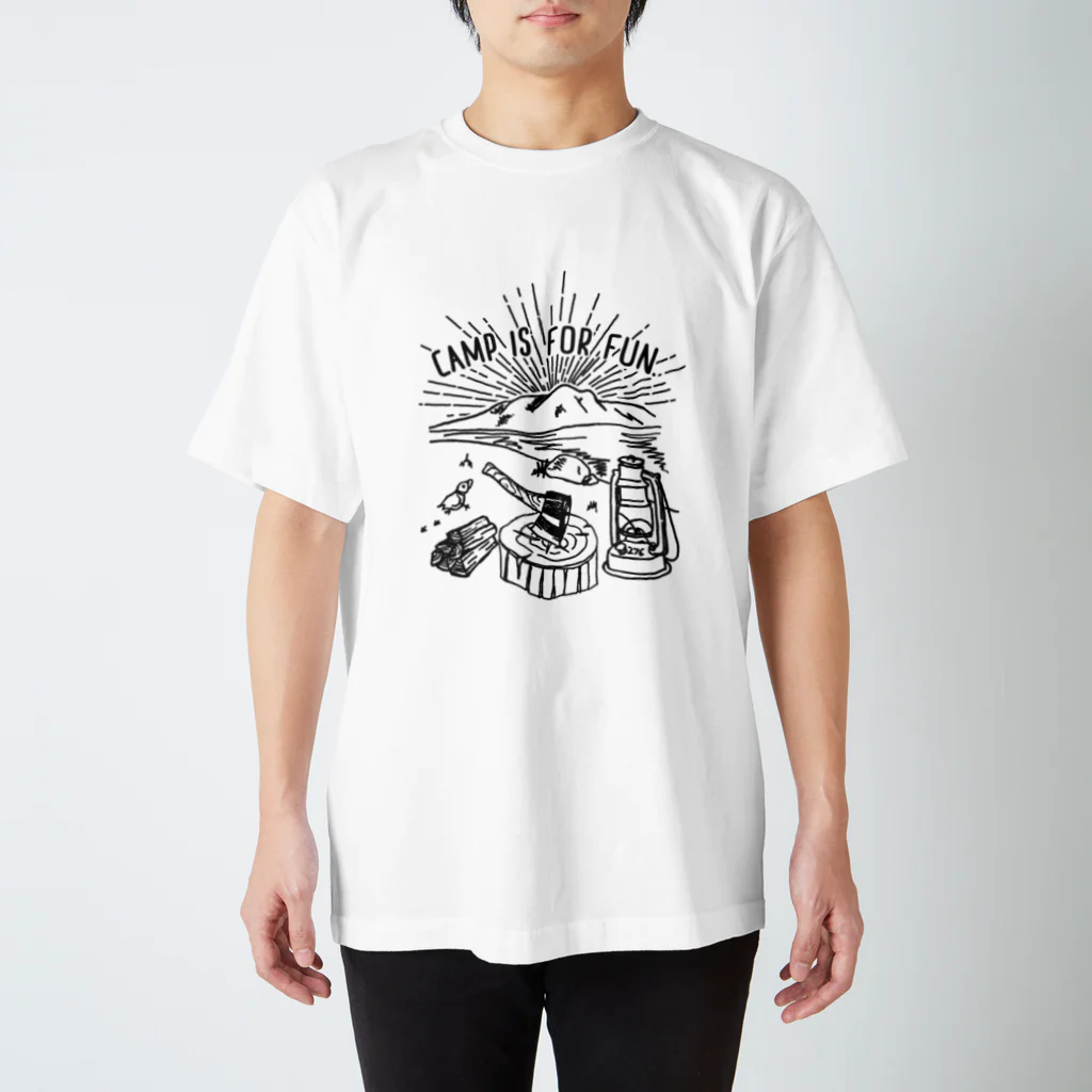 Too fool campers Shop!のキャンプは楽しむもの01(黒文字) スタンダードTシャツ