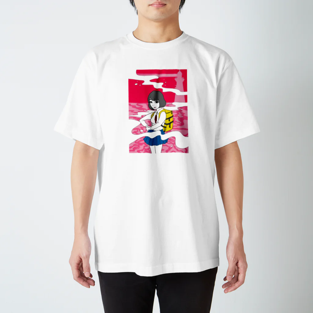 hara pekoの夕焼と女の子 スタンダードTシャツ