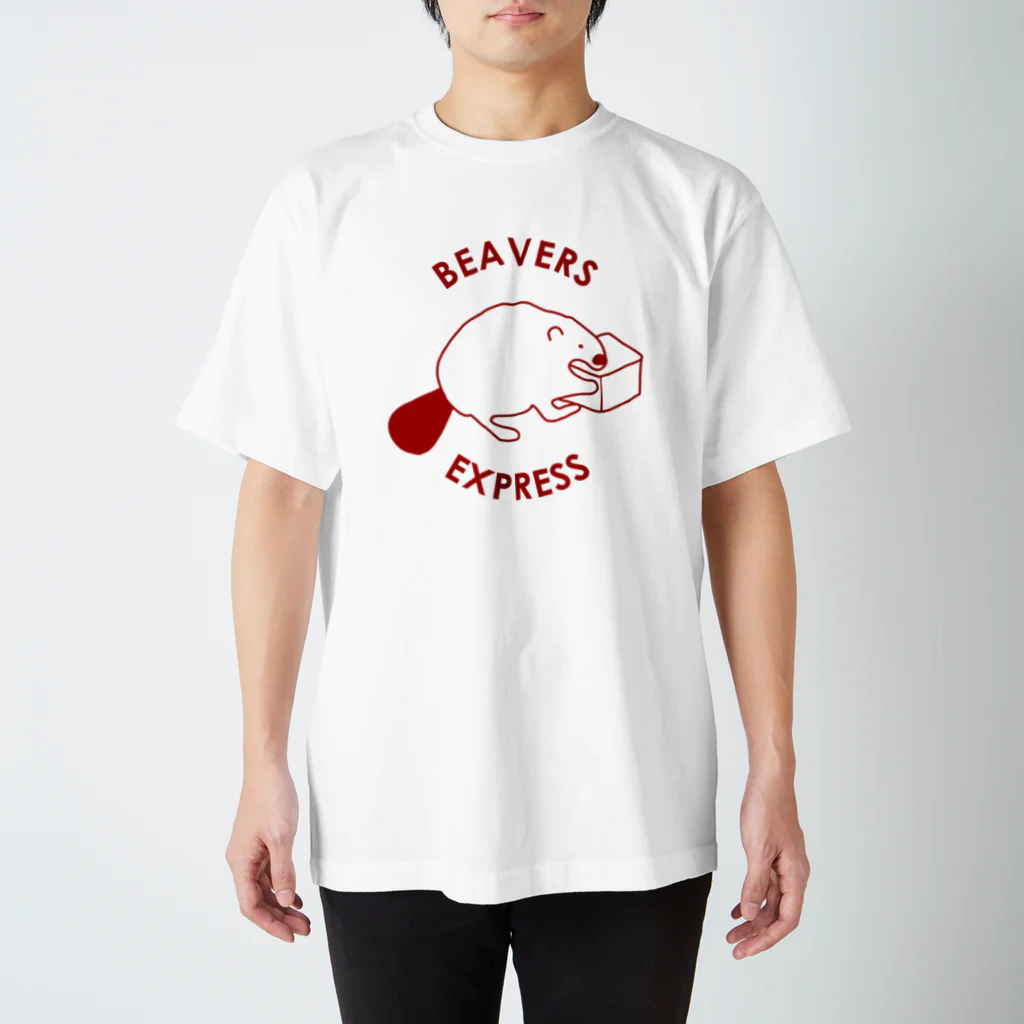 BEAVERS EXPRESSのビーバーくん（赤） スタンダードTシャツ