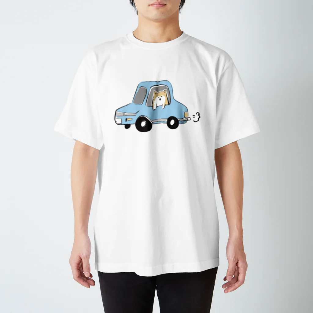 ぺろぺろぺろぺろ【せいこせんせい】の柴犬　in car スタンダードTシャツ